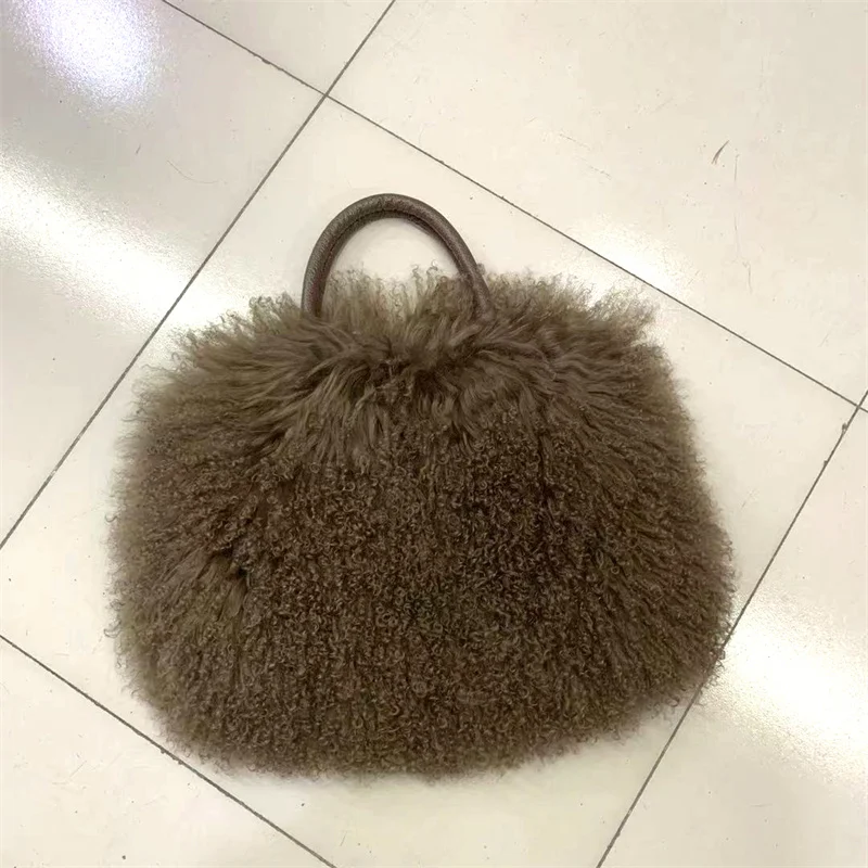 2023 Real Wool Bag Australian Beach Wool Fur Shoulder Bag Wool Ladies Handbag Large Capacity Fashion Luxury Handbags Handbags