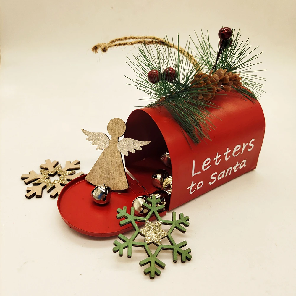 Creative Christmas Mailbox Wrought Iron Ornaments Crafts Metal Candy Gift Storage Mail Box Xmas Tree Decoration Pendant Organize | Игрушки и