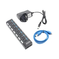 7 port usb hub 3 0 high speed data transfer ports splitter with individual switches and leds