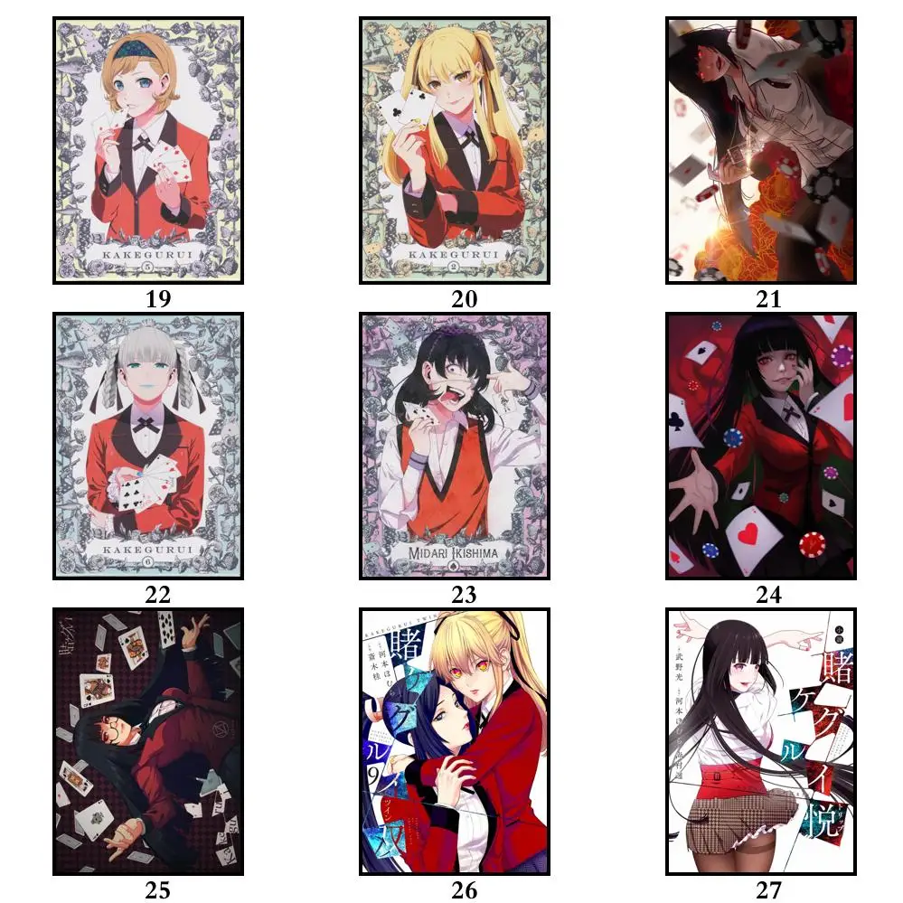 28 стилей на выбор Шелковый постер с художественной печатью аниме Kakegurui домашний