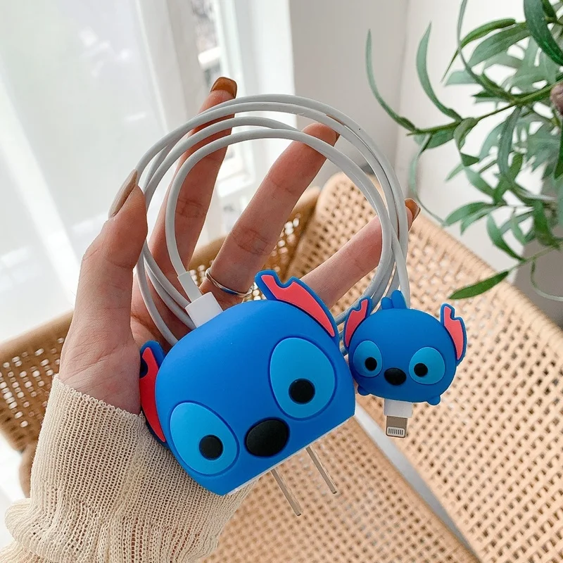 

2Pcs/Set Cute Bite Anime Cable Organizer Management Wire Protector for 18W 20W iPhone Charger Adapter Charging Data Line Cable