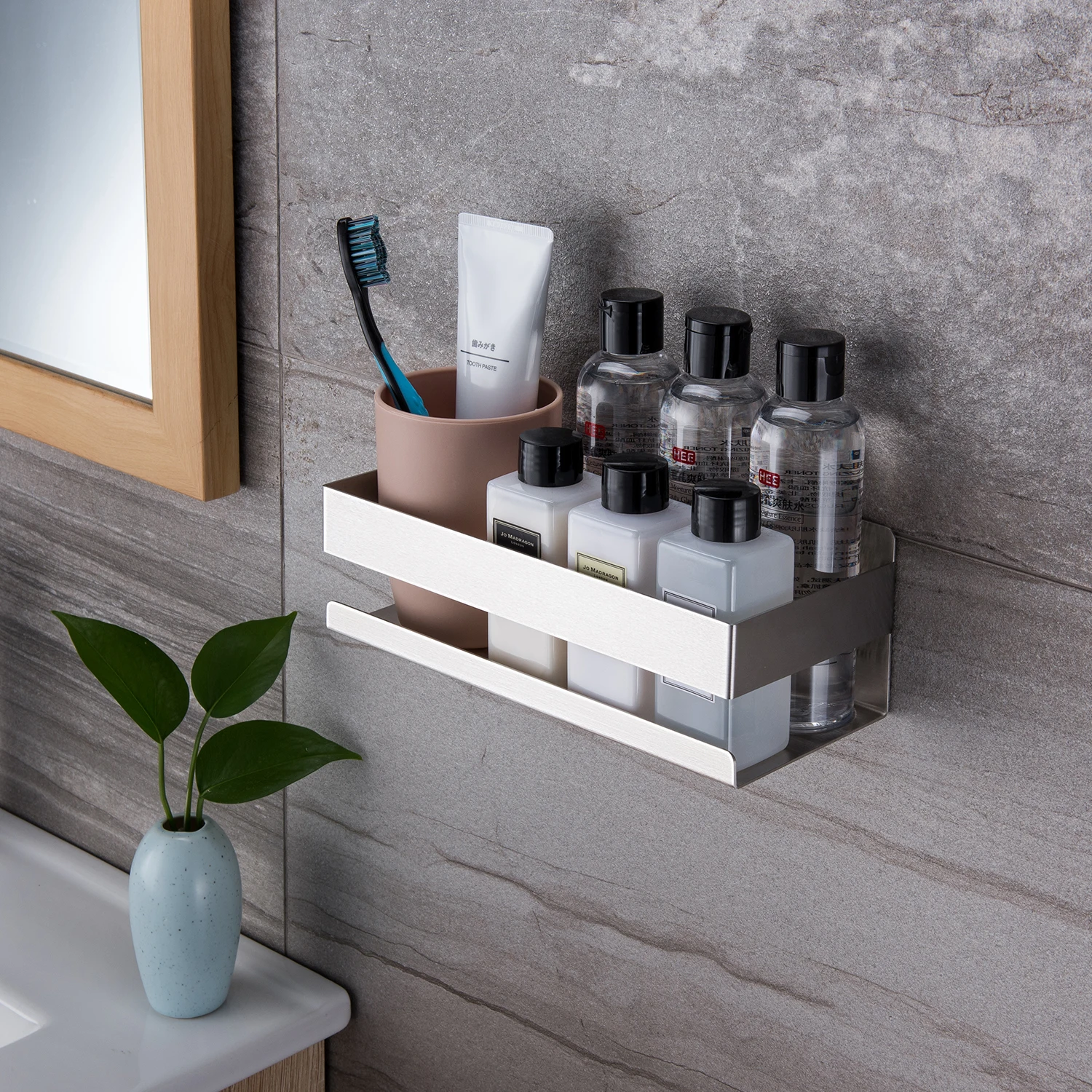 zunto bathroom shelf stainless steel shower shelf no drilling required organizer wall mount shampoo rack self adhesive kitchen free global shipping