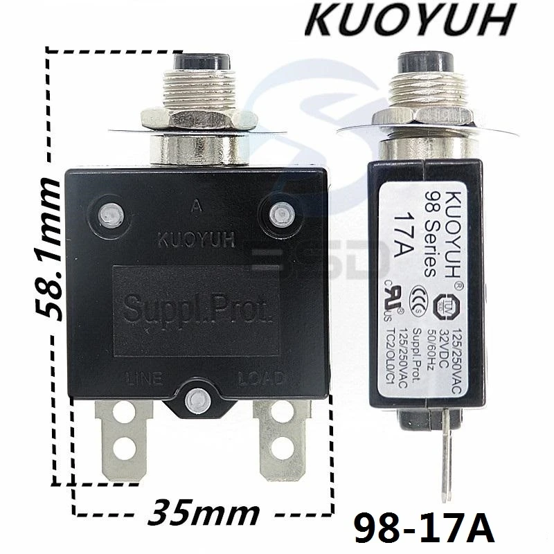 

3Pcs Taiwan KUOYUH 98 Series 17A Overcurrent Protector Overload Switch