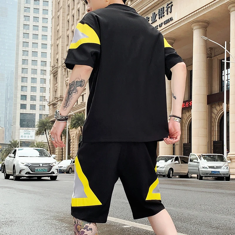 Мужские летние хлопковые футболки высокого качества и шорты комплект Униформа