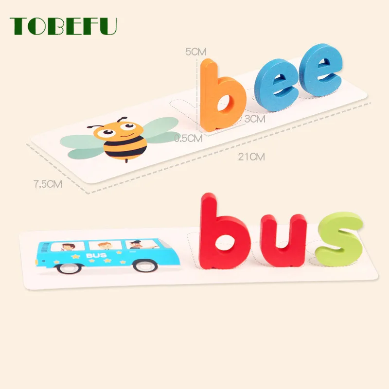 Ребенок Монтессори заклинание слова игра деревянная головоломка с изображением