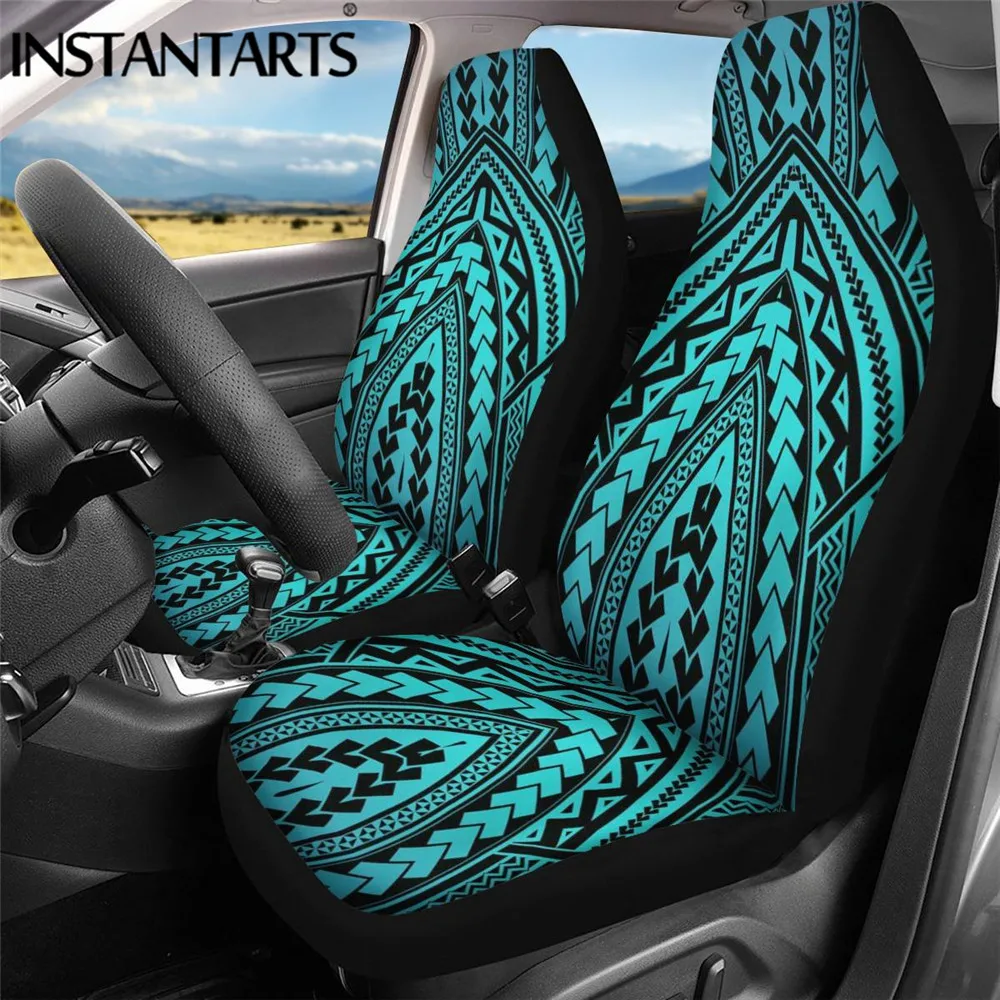 

INSTANTARTS Vehicle Seat Covers Front Seat Polynesische Tribal Printed 2Pcs Auto Accessories Interior Set for Women Girl Fashion