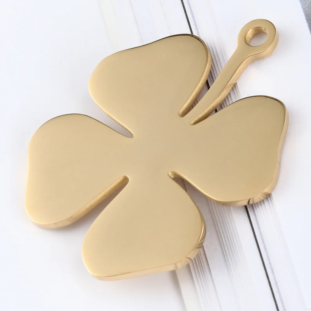 

100% Stainless Steel Four-Leaf Clover Pendant Clover Charm For Necklace Making Mirror Polish wholesale 20pcs