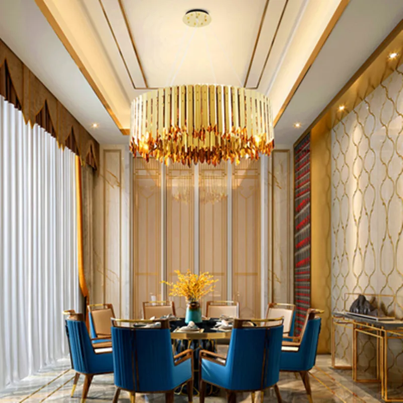 

Роскошный металлический подвесной светодиодный светильник с круглой пластиной, подвесной светильник из золотой/серебряной нержавеющей ст...