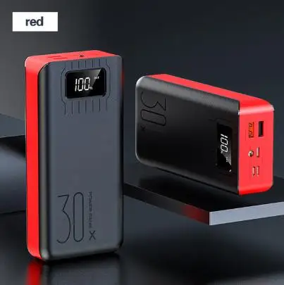 RED 18650 Внешний аккумулятор 30000 мАч Внешний аккумулятор 2 USB QC Быстрая Зарядка Внешний аккумулятор светодиодный дисплей портативное зарядное устройство для телефона для Xiaomi - Цвет: RED