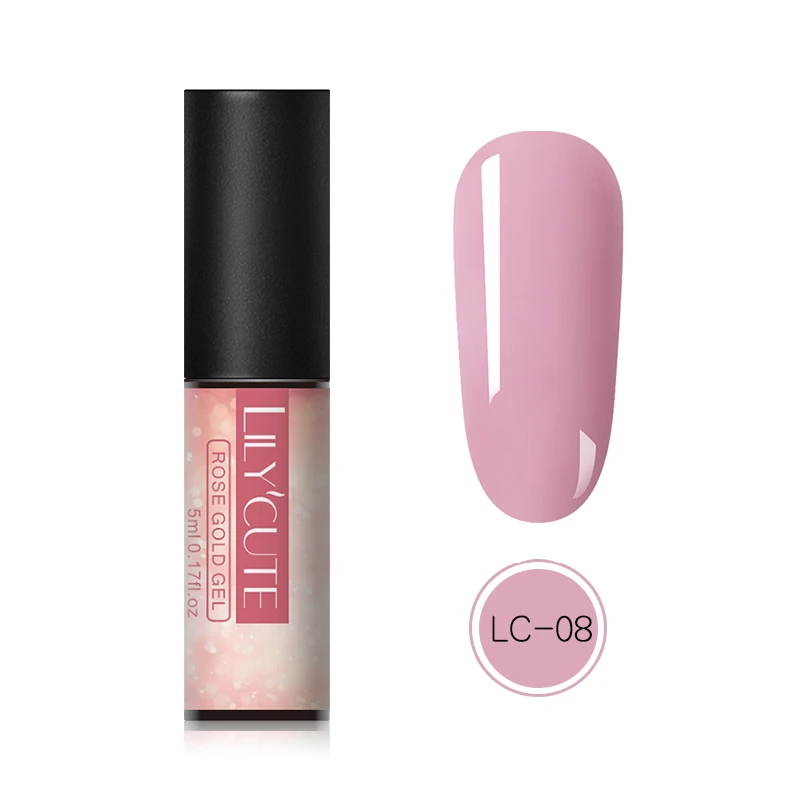 LC-08 LILYCUTE розовый золотой УФ-Гель-лак 5 мл замачиваемый Блестящий лак для ногтей замачиваемый Сияющий УФ-гель долговечный гель для дизайна ногтей - Цвет: LC-08