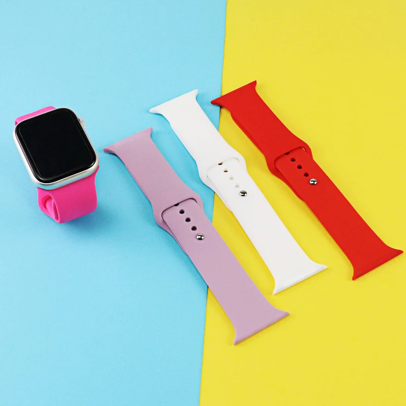 Спортивный мягкий силиконовый ремешок для Apple Watch, ремешок 44 мм, 40 мм, серия 5, 4, браслет для часов iWatch, ремешок 38 мм, 42 мм, 3, 2, 1, аксессуары