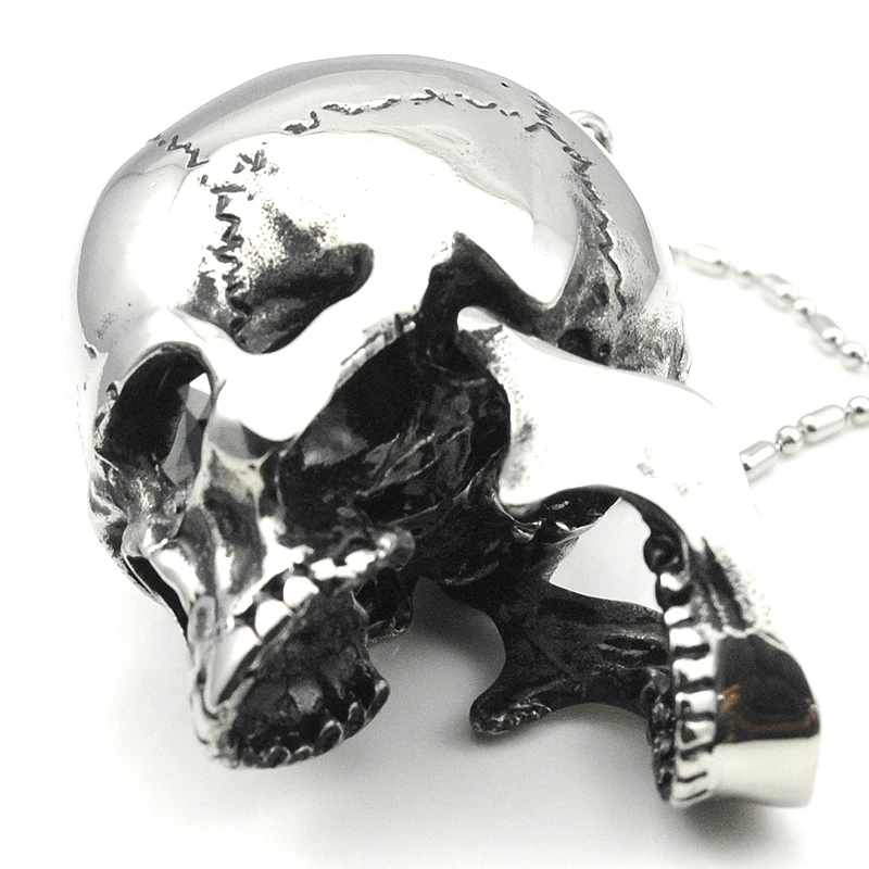 

Fashion Removable Teeth Skull Pendant Necklace For Men Stainless Steel Punk High Quality Rock Jewelry Party Gifts HP675