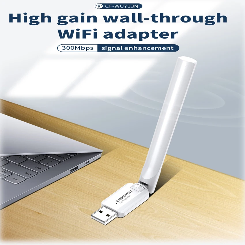 

WIFI Adapter 300M High-gain External Antenna USB2.0 Wireless Network Card Desktop WIFI Receiver Transmitter for Laptop PC Dongle