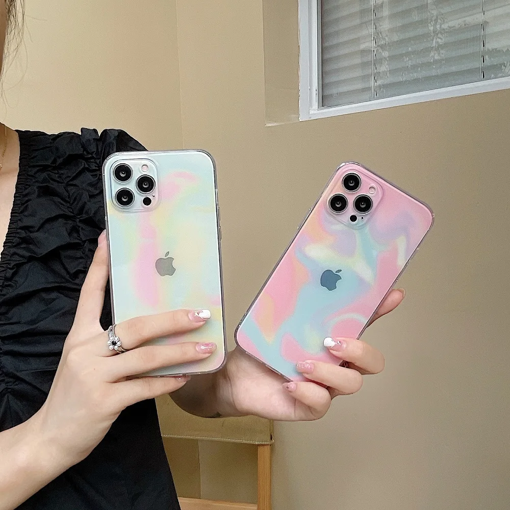 Colorful Watercolor Clear Phone Case For iPhone 11 12 Pro Max 12 Mini X XR XS Max 7 8 Plus SE 2020 Soft Shockproof Cases Cover