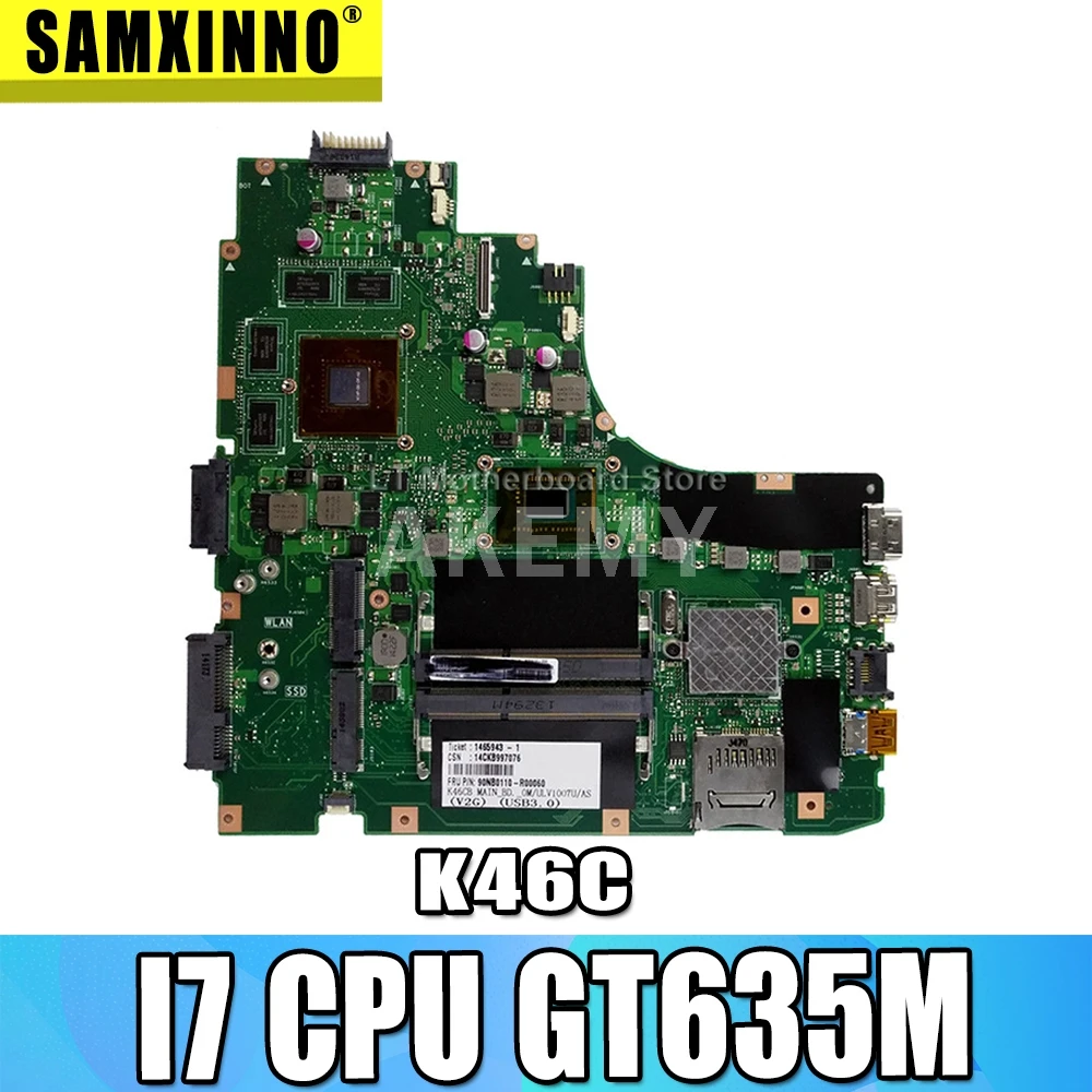 K46C материнская плата GT635M I7 CPU для For Asus K46CM K46CB S46C A46C A46CM ноутбука Тест
