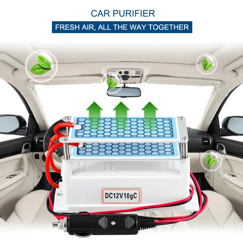 

10g Car Air Purifier Freshener Ozone Generator Humidifier Air Purifier Ozone Cleaner Car Purifier Ceramic Plate 12V