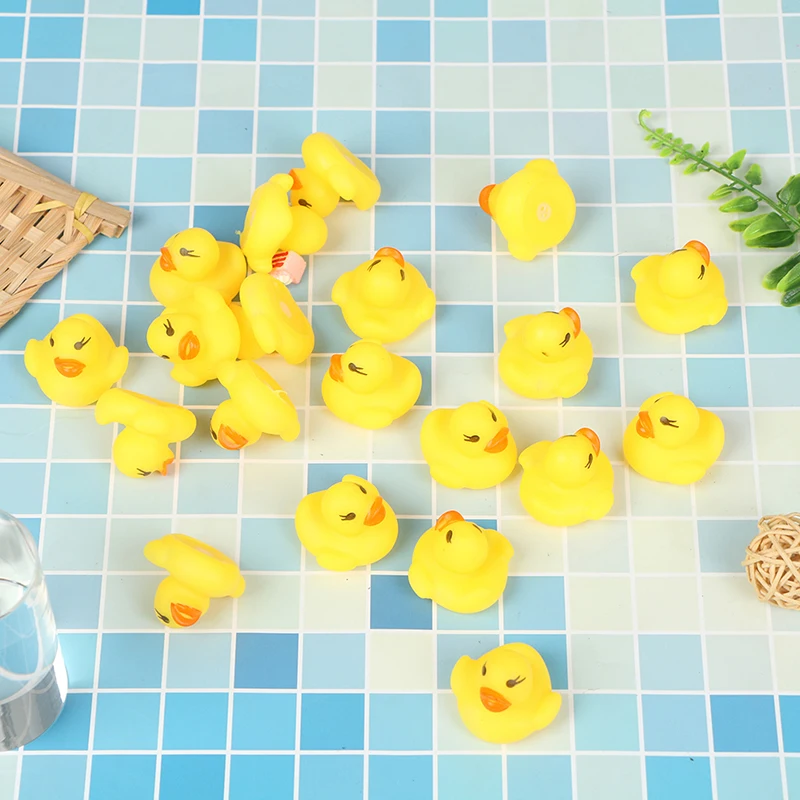 20pcs/bag Rubber Yellow Duck Baby Shower Water Toys Children Gift Baby Bath Toys duck bathroom