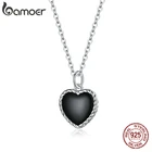 Женское винтажное ожерелье bamoer, винтажное ожерелье из настоящего серебра 925 пробы с черным сердцем, эффектное ювелирное изделие, подарок, благородный SCN443