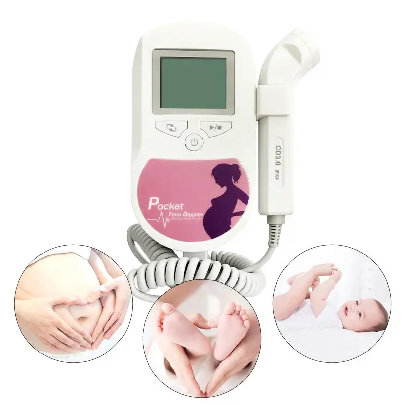 Монитор сердечного ритма плода CONTEC допплер с подсветкой ЖК-дисплей розовый/синий