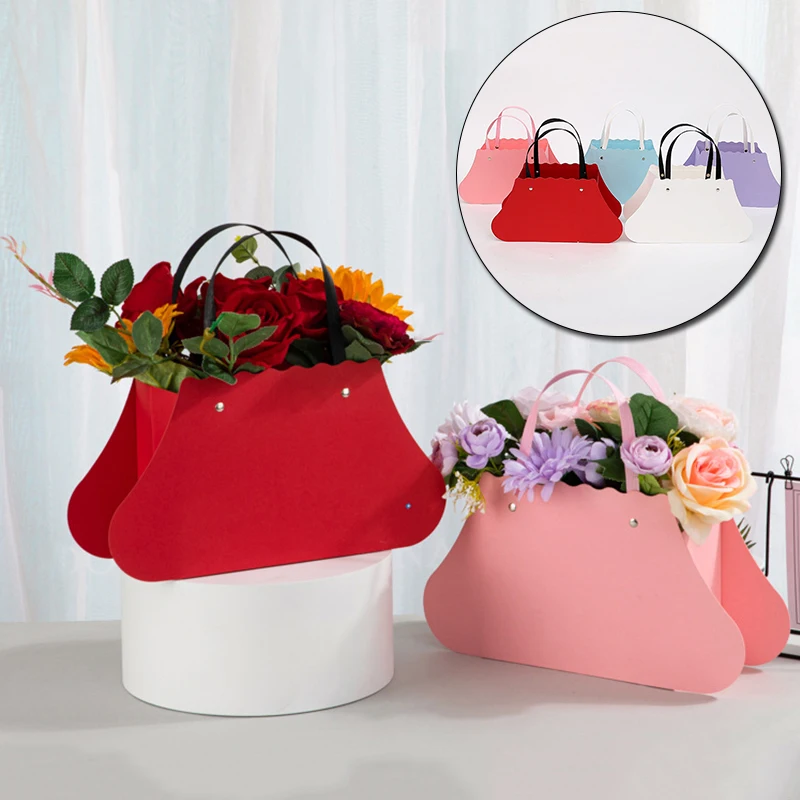 

Paper Gift Box Portable Flower Bouquet Packaging Bag Tote Bag Kraft Handbag F/ Wedding Birthday Party Rose Candy Packaging Boxes