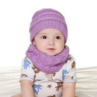 2pcs toddler baby knitted hat scarf set 8colors winter warm beanie cap with circle loop scarf for child warm beanie hooded scarf