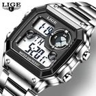 Часы наручные LIGE Мужские Цифровые, Брендовые спортивные водонепроницаемые электронные в стиле милитари