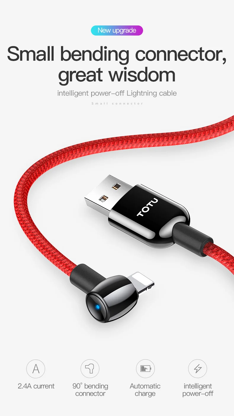 TOTU 1,2 м нейлоновый USB кабель для зарядки телефона для Iphone 11 Pro Max кабель с светодиодный светильник для зарядки Iphone X 8 7 6 Plus зарядное устройство