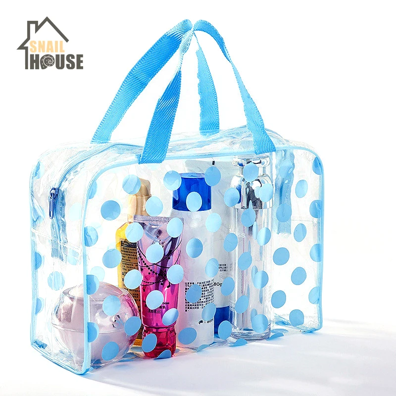 Пластиковая косметичка в горошек Повседневная Прозрачная женская сумка для