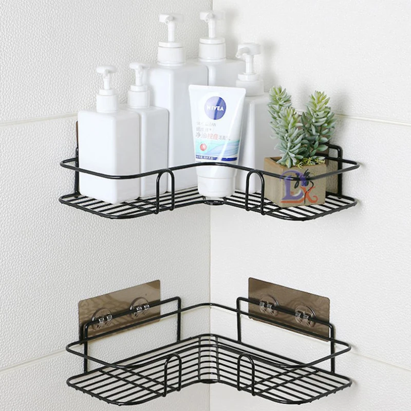 

Bathroom Shelf Shower Organizer Triangle Cosmetic Storage Rack Kitchen Toilet Free Adhesive Wall Mounts Storage Rack