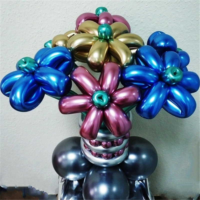 

50pc/metal Long Balloons DIY Strip Birthday Party Balloons Tied Twisted Shape Balloons for Birthday Wedding Christmas Party