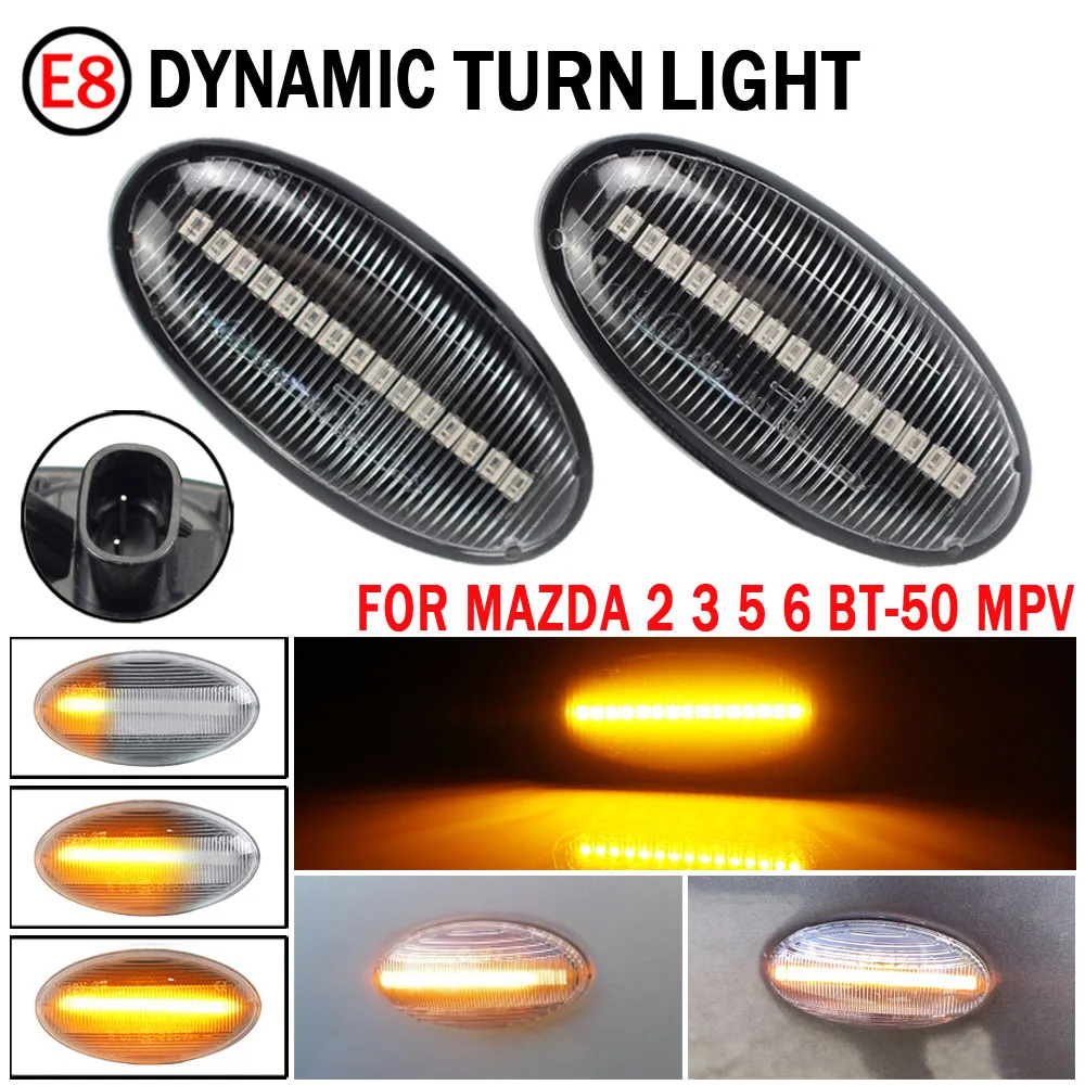 

2pcs Car Lights For Mazda 6 (GG1/GY) 2002-2007 LED Dynamic Turn Signal Light Side Fender Marker Sequential Blinker Lamp