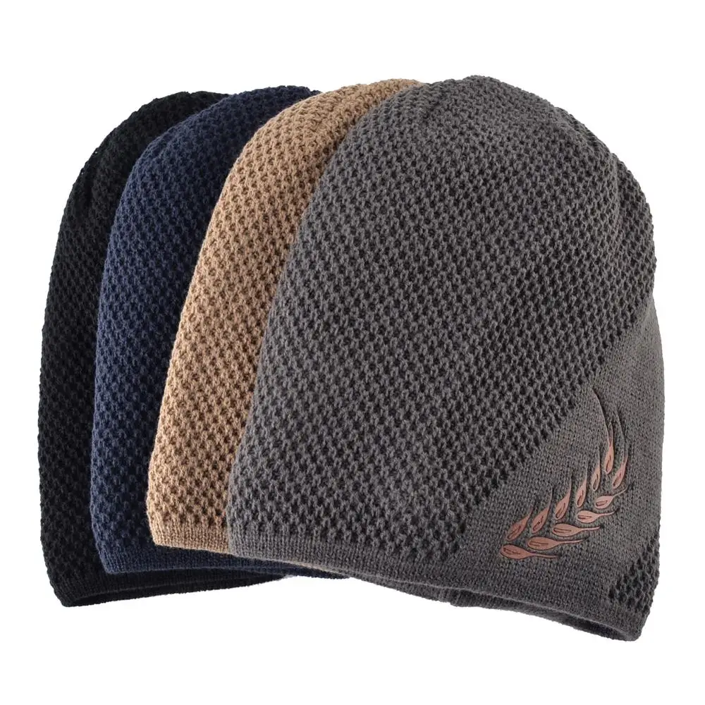 Мужские вязаные шапочки зимняя теплая вязаная шапка с ушками пшеницы модная хип