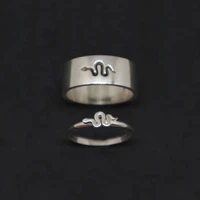 mkendn animal footprint snake couple ring set for women men wolf fox antlers bird silver color ring baptism or easter lover gift