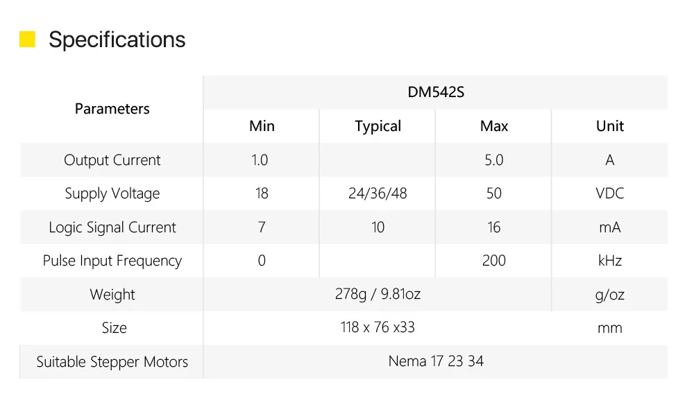 Cloudray 2-фазный шаговый мотор драйвер DM542S поставить Напряжение 18-50VDC Выход 1,0-5.0A ток