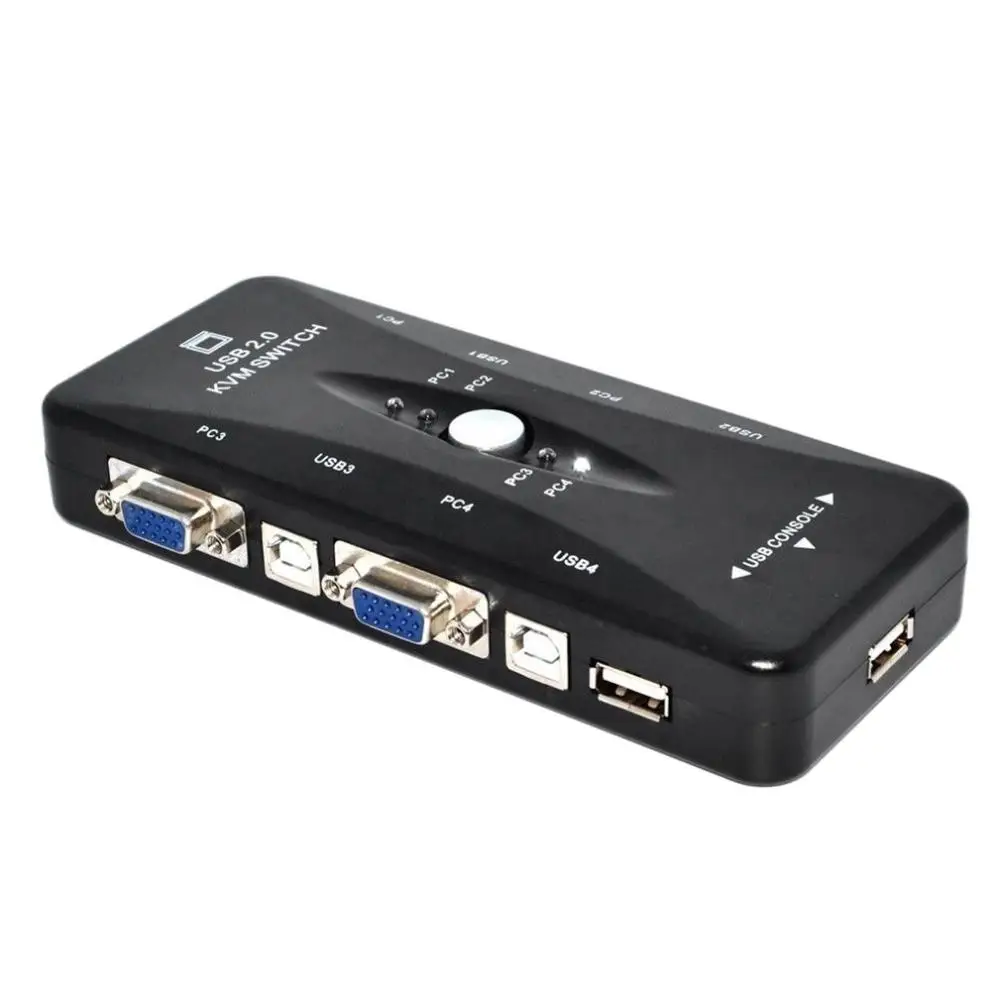 4 порта USB 2 0 KVM переключатель мышь/клавиатура/VGA/переключатель SVGA Box Видео монитор