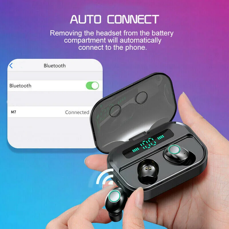 TWS Bluetooth настоящие Беспроводные наушники с светодиодный дисплей беспроводные наушники IPX7 водонепроницаемые стерео наушники с зарядным устройством 3600 мАч