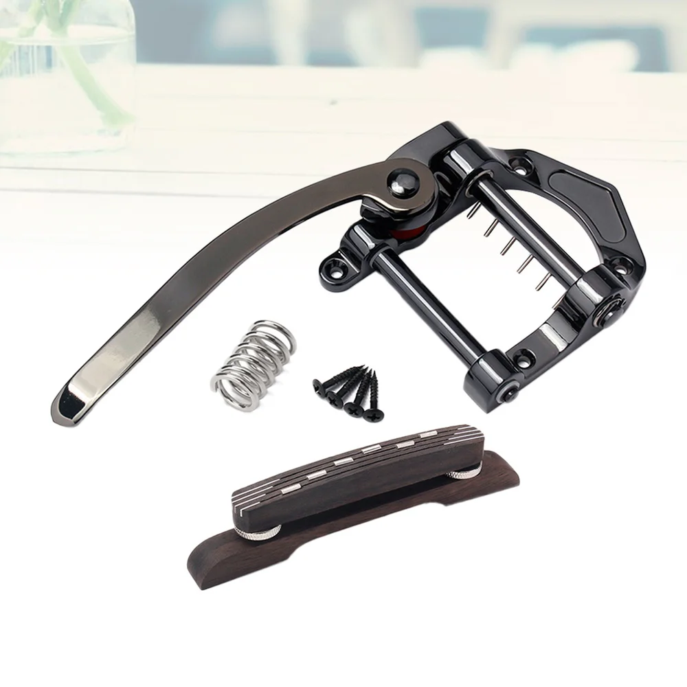 

Jazz Guitar Bridge Rosewood Guitar Vibrato Tailpiece Tremolo for 6 String Archtop Jazz Guitar (Black)