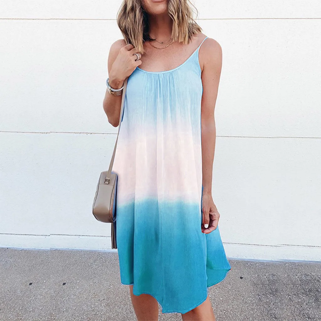 Платье градиентного цвета тонкое платье на бретельках женское без рукавов с