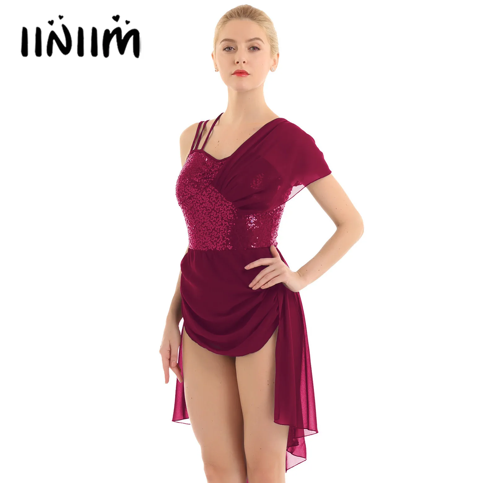 Женский балетный костюм iiniim платье пачка из шифона с блестками на бретельках
