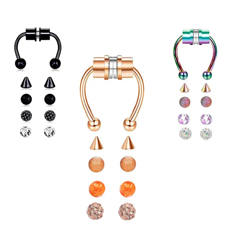 

Magnetic Septum Nose Rings Magnetic Nose Rings for Women Men Horseshoe Fake Piercing Clip On Nose Hoop Rings Stainless Steel