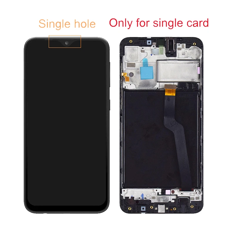 SingleCard WithFrame 6,2 ''ЖК-дисплей для samsung Galaxy A10 A105 A105F SM-A105F ЖК-кодирующий преобразователь сенсорного экрана в сборе Замена - Цвет: SingleCard WithFrame