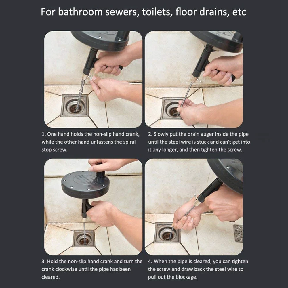 

Home Pipe Hand-Operated Drain Auger Multiple Specification Manual Operation Toilet Sewer Drain Snake Clog Remover