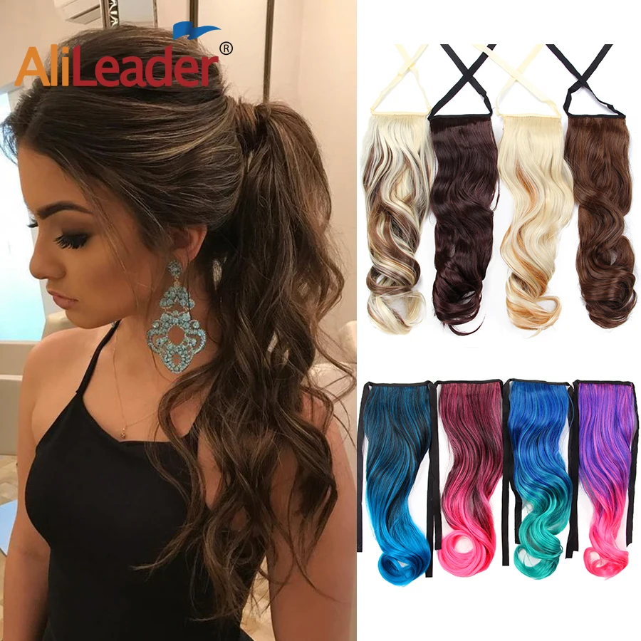 

Alileader Long Straight Ponytail 20Inch Synthetic Claw On Short Ponytail Clip In Hair Wrap Around Ponytail Fake Hairpieces