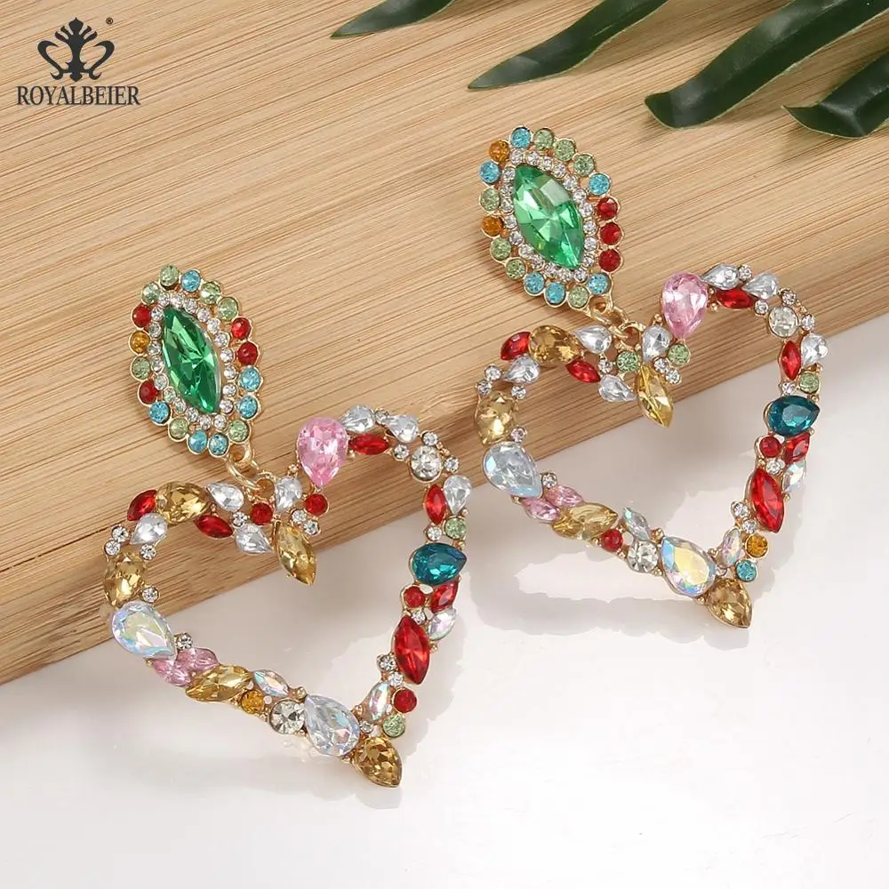 

Love Inlaid Rhinestones Vintage Drop Earring Bling Crystal Long Earring Wholesale Statement Jewelry Bijoux brincos pendientes