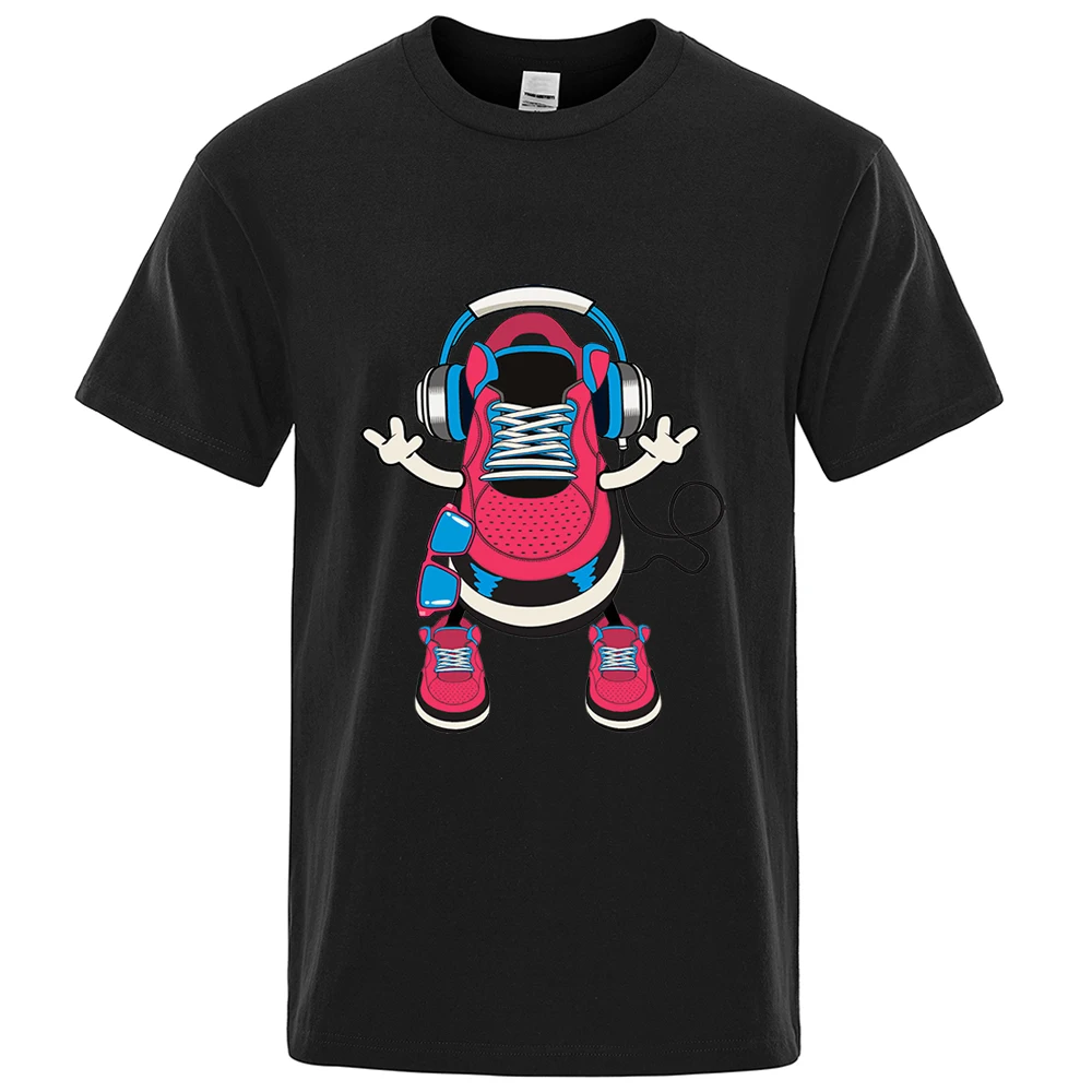 

Fashionable Cartoon Sneakers Print T-shirt Leisure Crewneck Mans Clothing Funny Pattern Homme Tee Shirts