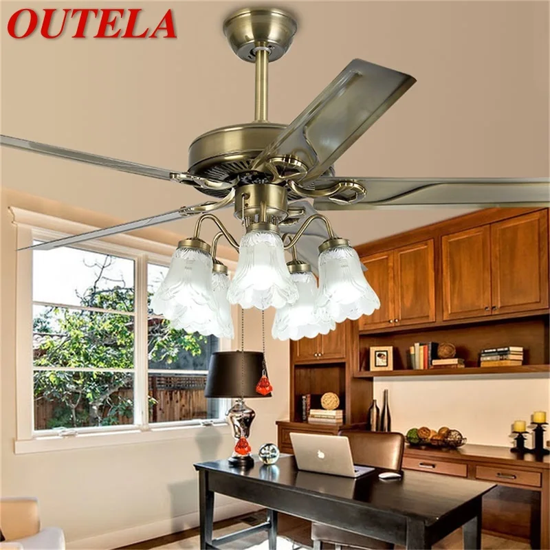 

OUTELA Classical Ceiling Fan Light Large 52 Inch Lamp With Remote Control Modern Simple LED For Home Living Room