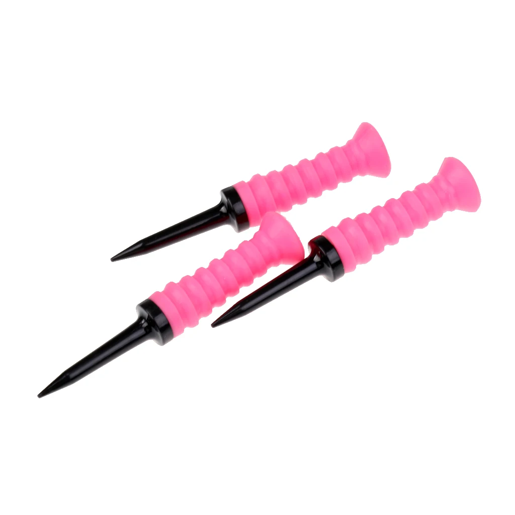 

3 Pieces 83mm Golf Tools Plastic Golf Tees with Rubber Cushion Top, High Flexibility, Low Resistance