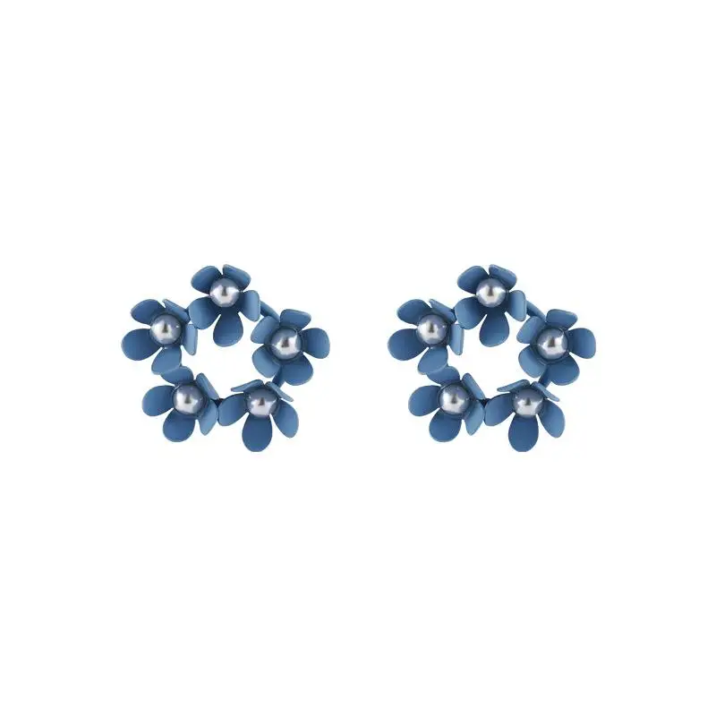 

xiaoboACC Summer Blue Earrings for women Korean fashion Sweet Art Small Fresh Flower Geometric stud Earrings Jewelry Accessorie