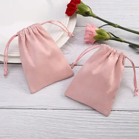 Розовая Замшевая сумка на шнурке, кармашки для упаковки ювелирных изделий, маленькие подарочные пакеты для упаковки свадебных подарков