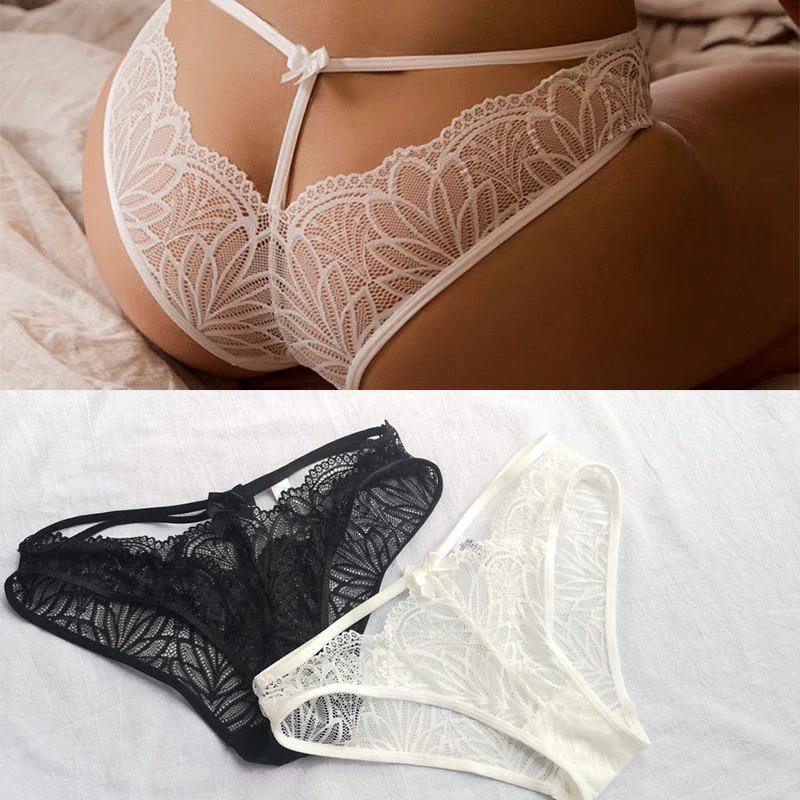 

Hot Selling French Sexy Transparent Temptation Lace Women's Low Waist Briefs Thongs Invisible Hollow Breathable Fashion Black